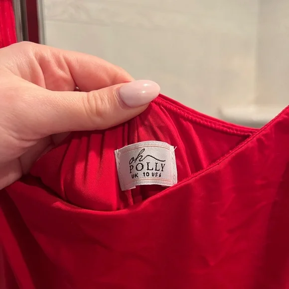 Oh Polly Red Sweetheart Long Sleeve Bodycon Dress - Picture 5 of 12